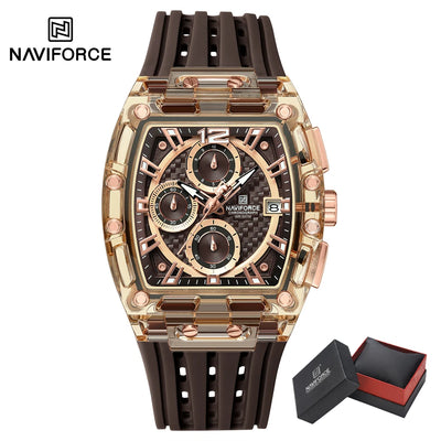NAVIFORCE NF7105 Men's Creative Quartz Watch – Waterproof Chronograph with Luminous Display, Date Function, and Silicone Strap