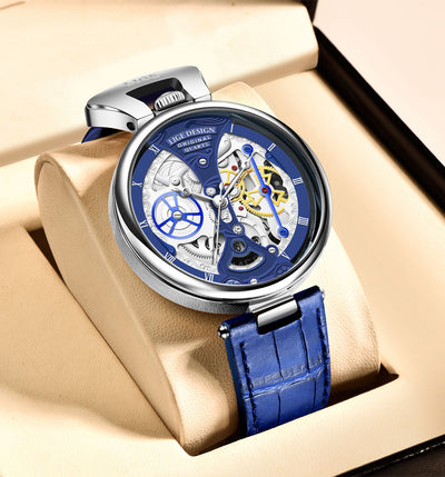 LIGE Men's Luxury Quartz Watch – Stylish Hollow Design, Waterproof Sports & Casual Leather Timepiece with Date Display