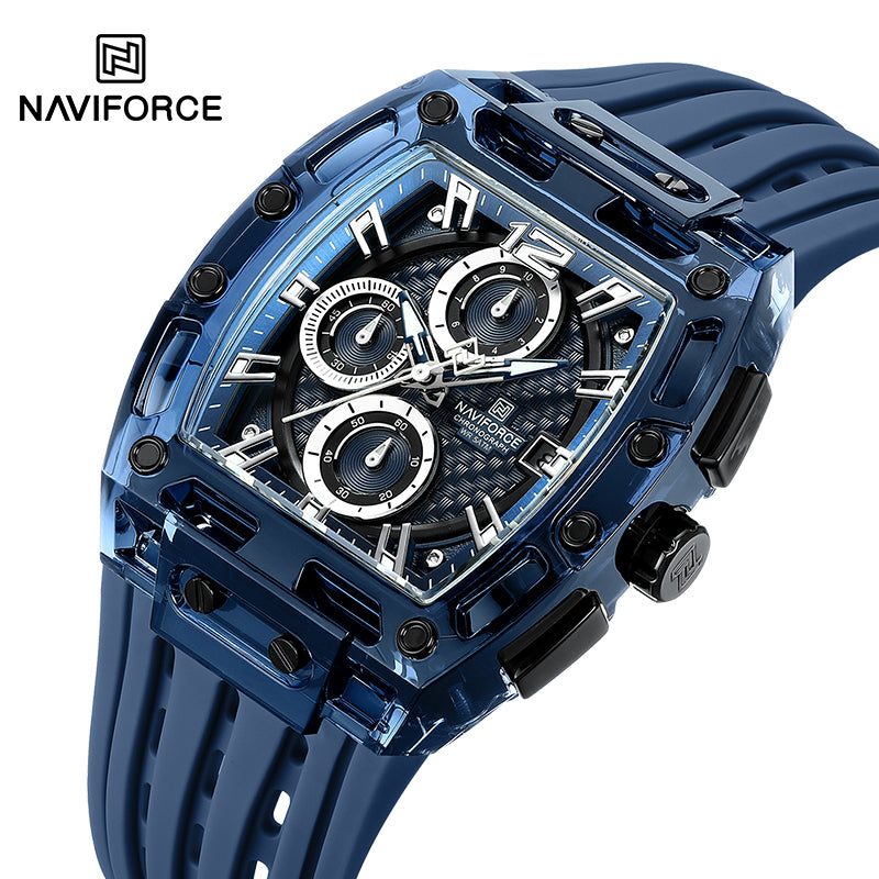 NAVIFORCE NF7105 Men's Creative Quartz Watch – Waterproof Chronograph with Luminous Display, Date Function, and Silicone Strap