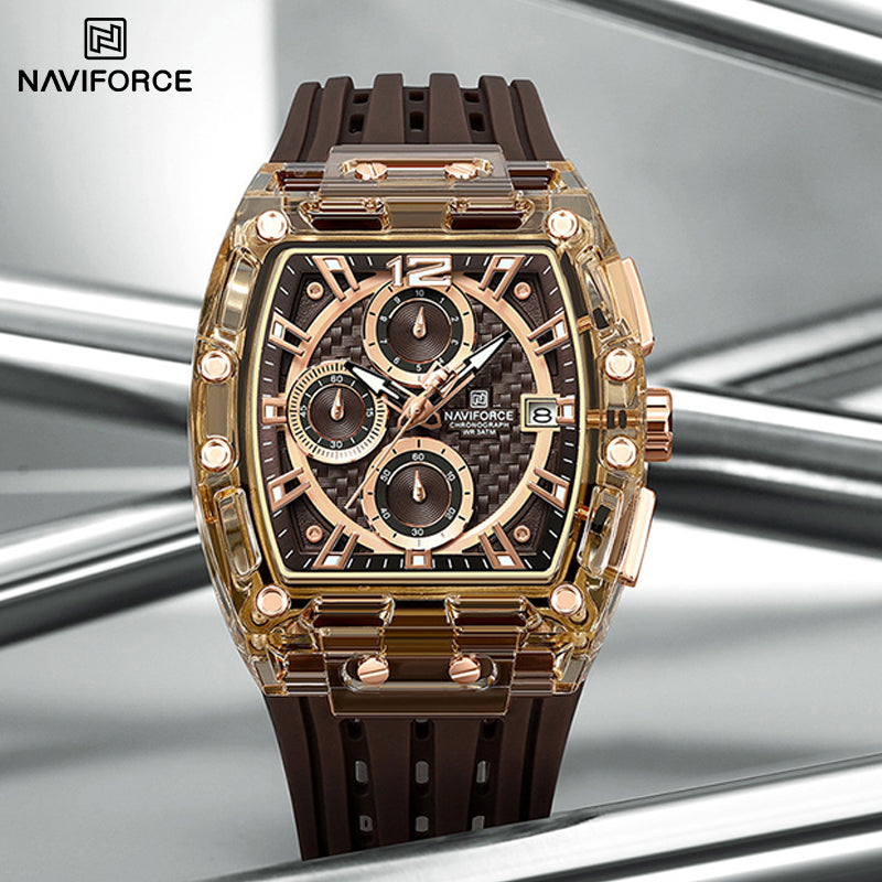 NAVIFORCE NF7105 Men's Creative Quartz Watch – Waterproof Chronograph with Luminous Display, Date Function, and Silicone Strap