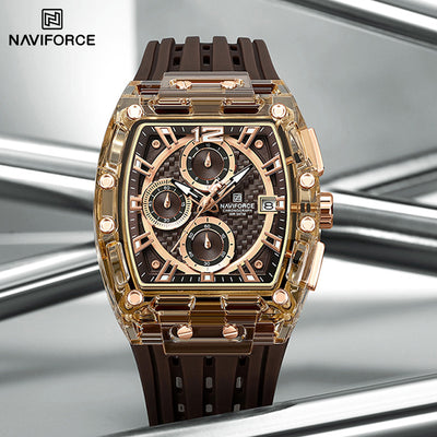 NAVIFORCE NF7105 Men's Creative Quartz Watch – Waterproof Chronograph with Luminous Display, Date Function, and Silicone Strap