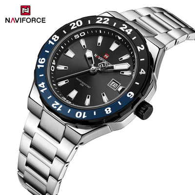 NAVIFORCE Men's Luxury Business Sport Watch – 3ATM Waterproof Quartz Military Wristwatch with Stainless Steel Band Relogio Masculino