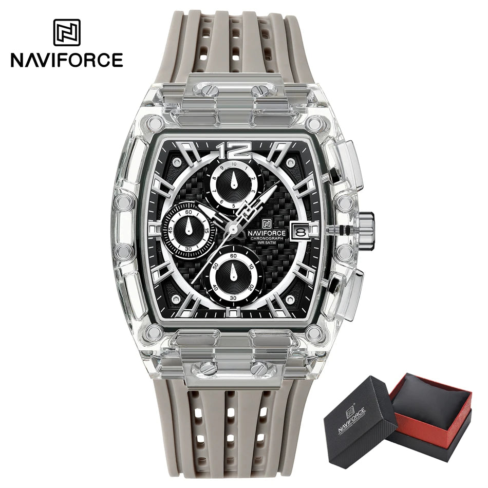NAVIFORCE NF7105 Men's Creative Quartz Watch – Waterproof Chronograph with Luminous Display, Date Function, and Silicone Strap