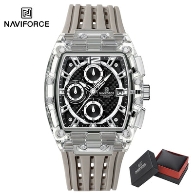 NAVIFORCE NF7105 Men's Creative Quartz Watch – Waterproof Chronograph with Luminous Display, Date Function, and Silicone Strap