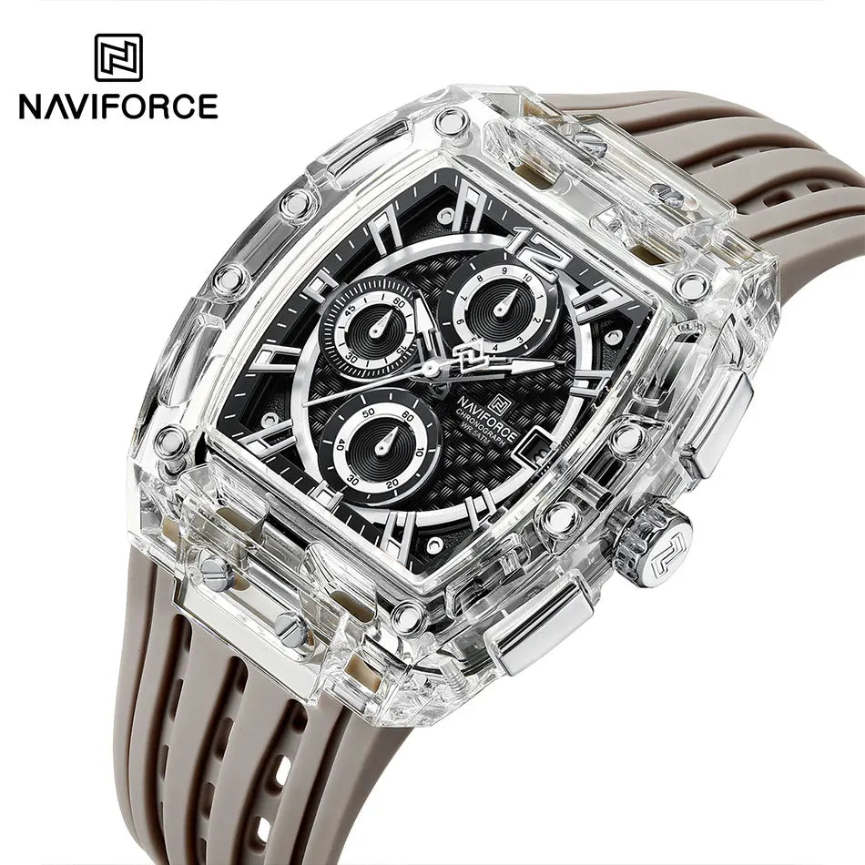 NAVIFORCE NF7105 Men's Creative Quartz Watch – Waterproof Chronograph with Luminous Display, Date Function, and Silicone Strap