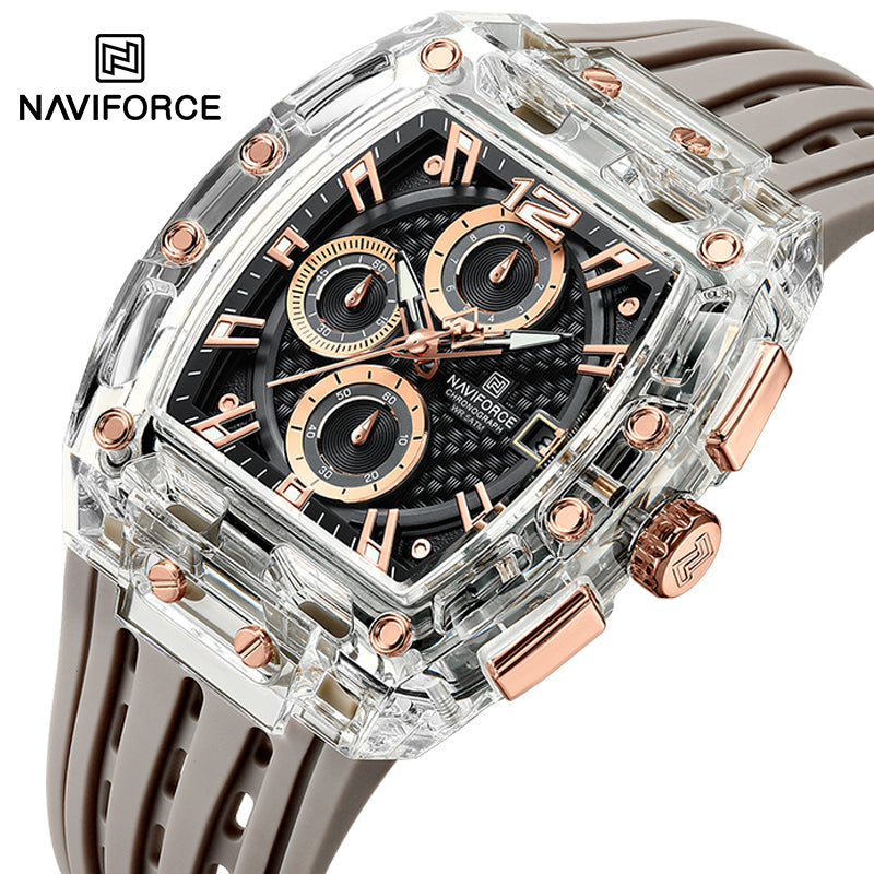 NAVIFORCE NF7105 Men's Creative Quartz Watch – Waterproof Chronograph with Luminous Display, Date Function, and Silicone Strap