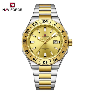 NAVIFORCE Men's Luxury Business Sport Watch – 3ATM Waterproof Quartz Military Wristwatch with Stainless Steel Band Relogio Masculino