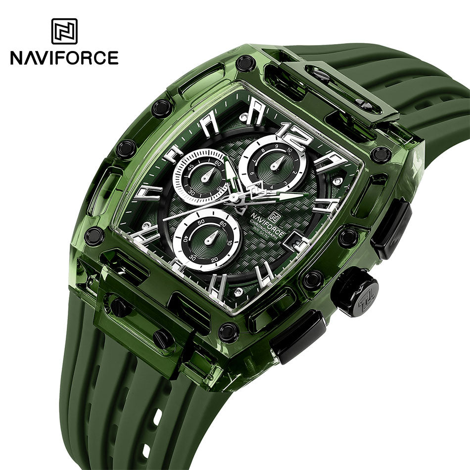 NAVIFORCE NF7105 Men's Creative Quartz Watch – Waterproof Chronograph with Luminous Display, Date Function, and Silicone Strap