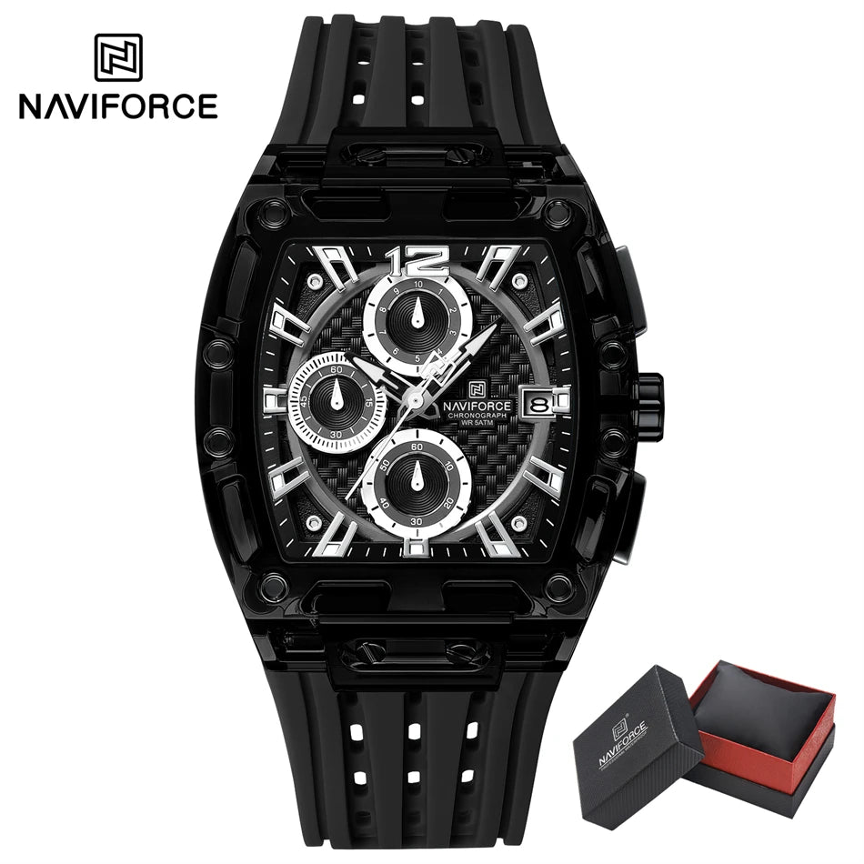 NAVIFORCE NF7105 Men's Creative Quartz Watch – Waterproof Chronograph with Luminous Display, Date Function, and Silicone Strap