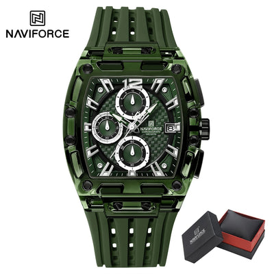 NAVIFORCE NF7105 Men's Creative Quartz Watch – Waterproof Chronograph with Luminous Display, Date Function, and Silicone Strap