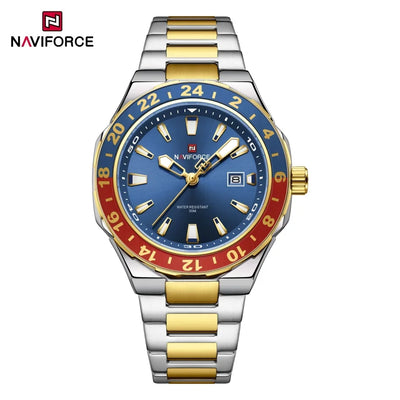 NAVIFORCE Men's Luxury Business Sport Watch – 3ATM Waterproof Quartz Military Wristwatch with Stainless Steel Band Relogio Masculino