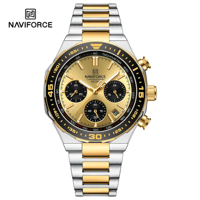 NAVIFORCE Men's Luxury Sport Watch – Military-Style Waterproof Chronograph Quartz Wristwatch with Stainless Steel Band 8049