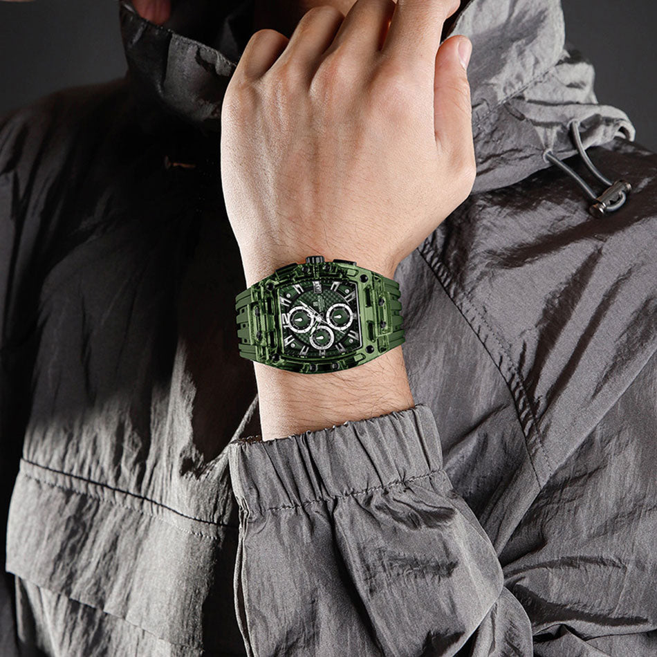 NAVIFORCE NF7105 Men's Creative Quartz Watch – Waterproof Chronograph with Luminous Display, Date Function, and Silicone Strap