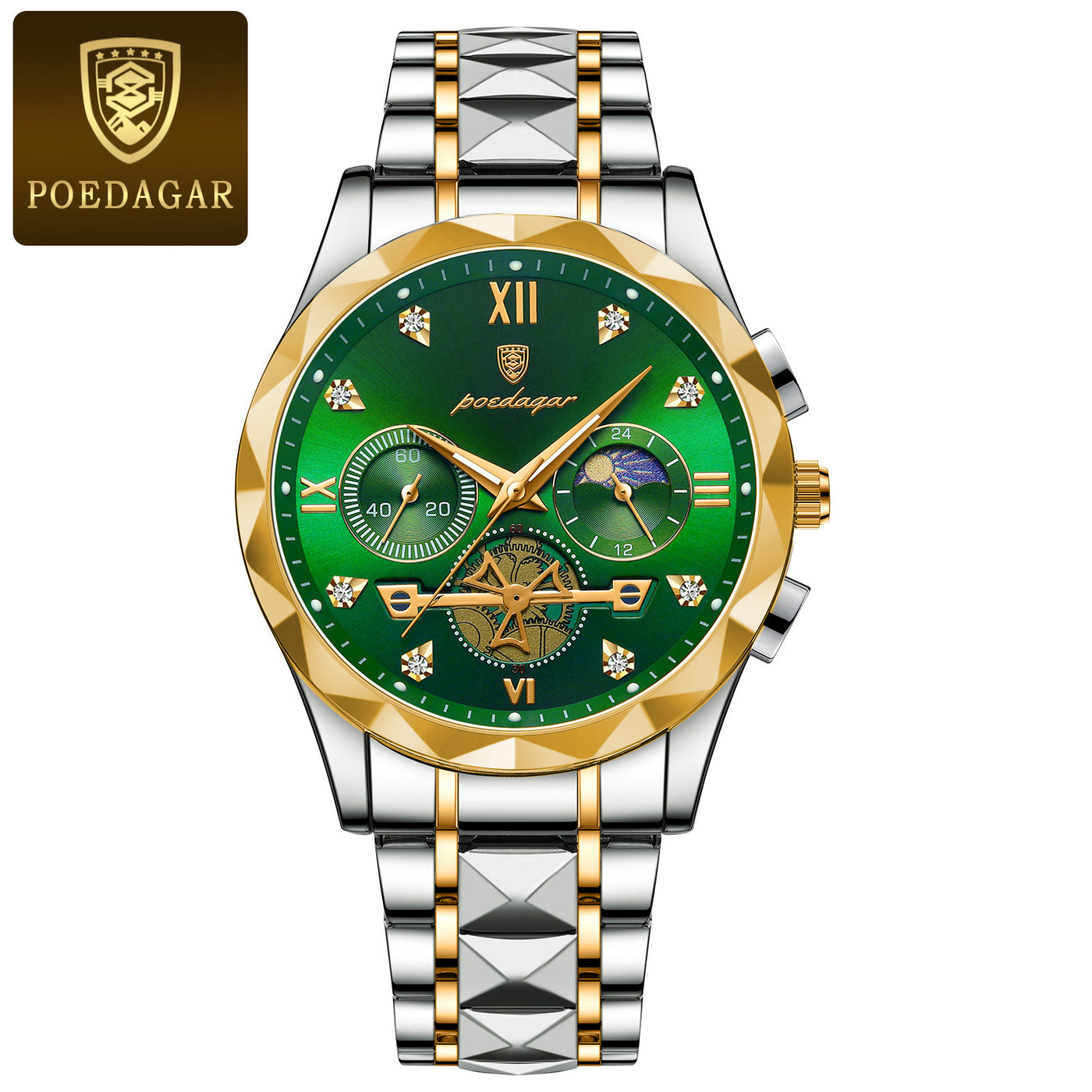 POEDAGAR Luxury Men's Chronograph Watch – High-Quality Quartz, Waterproof, Luminous, Stainless Steel Sport Wristwatch