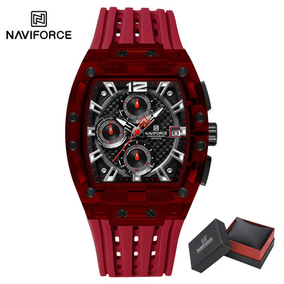 NAVIFORCE NF7105 Men's Creative Quartz Watch – Waterproof Chronograph with Luminous Display, Date Function, and Silicone Strap