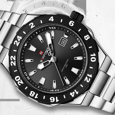 NAVIFORCE Men's Luxury Business Sport Watch – 3ATM Waterproof Quartz Military Wristwatch with Stainless Steel Band Relogio Masculino