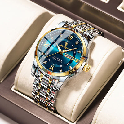 POEDAGAR Luxury Men's Sport Watch – Waterproof Quartz Timepiece with Luminous Display, Date Function, and Stainless Steel Strap