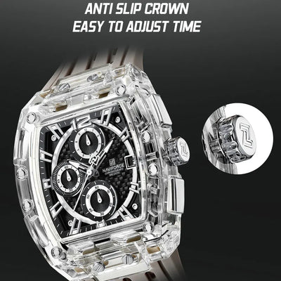 NAVIFORCE NF7105 Men's Creative Quartz Watch – Waterproof Chronograph with Luminous Display, Date Function, and Silicone Strap
