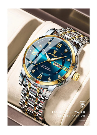 POEDAGAR Luxury Men's Sport Watch – Waterproof Quartz Timepiece with Luminous Display, Date Function, and Stainless Steel Strap