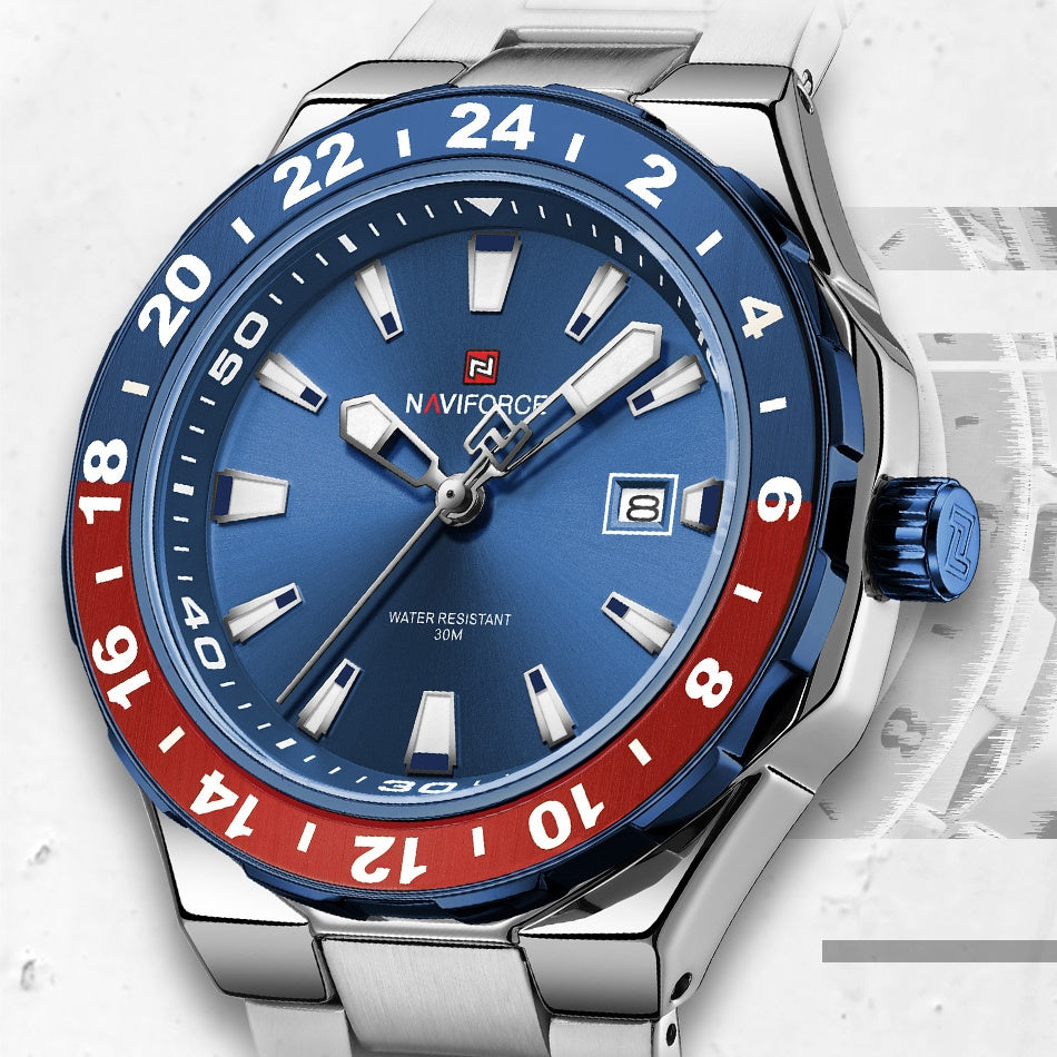NAVIFORCE Men's Luxury Business Sport Watch – 3ATM Waterproof Quartz Military Wristwatch with Stainless Steel Band Relogio Masculino
