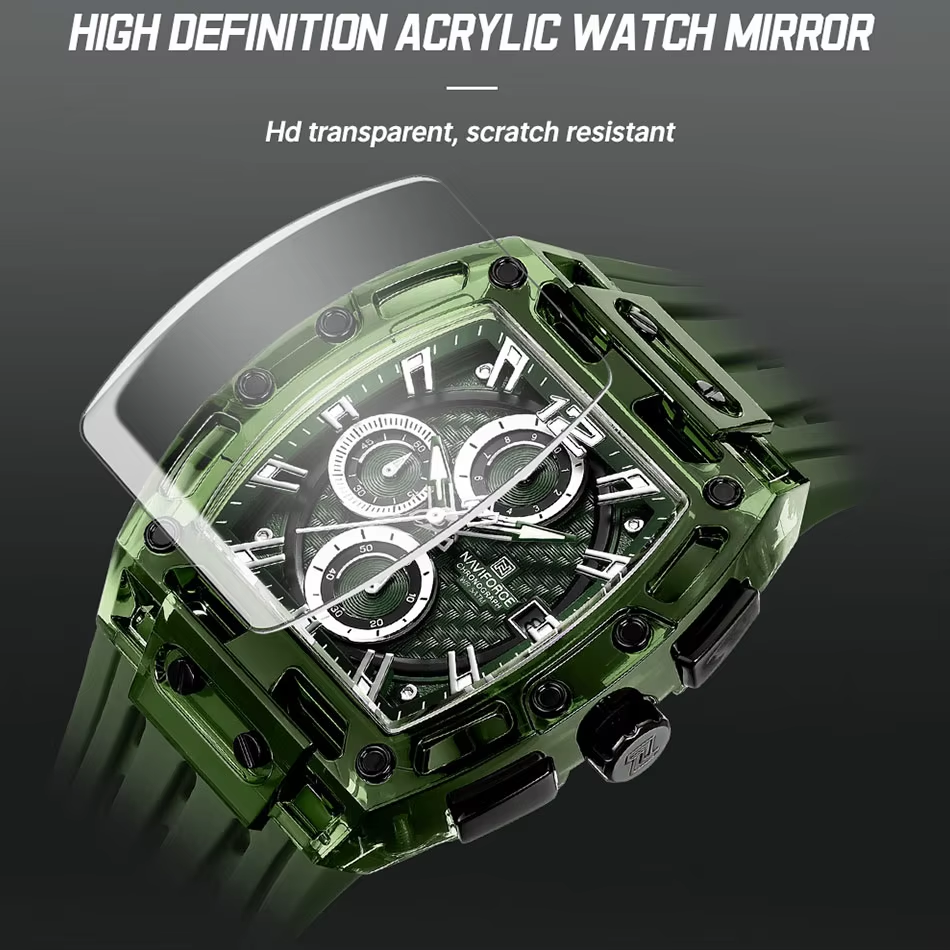 NAVIFORCE NF7105 Men's Creative Quartz Watch – Waterproof Chronograph with Luminous Display, Date Function, and Silicone Strap