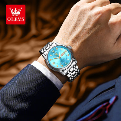 OLEVS Original Quartz Watch for Men Diamond Roman Scale Waterproof Stainless Steel Watch