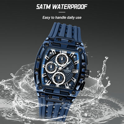 NAVIFORCE NF7105 Men's Creative Quartz Watch – Waterproof Chronograph with Luminous Display, Date Function, and Silicone Strap