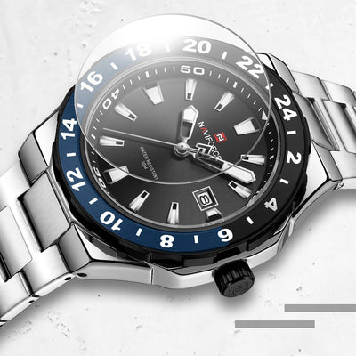 NAVIFORCE Men's Luxury Business Sport Watch – 3ATM Waterproof Quartz Military Wristwatch with Stainless Steel Band Relogio Masculino