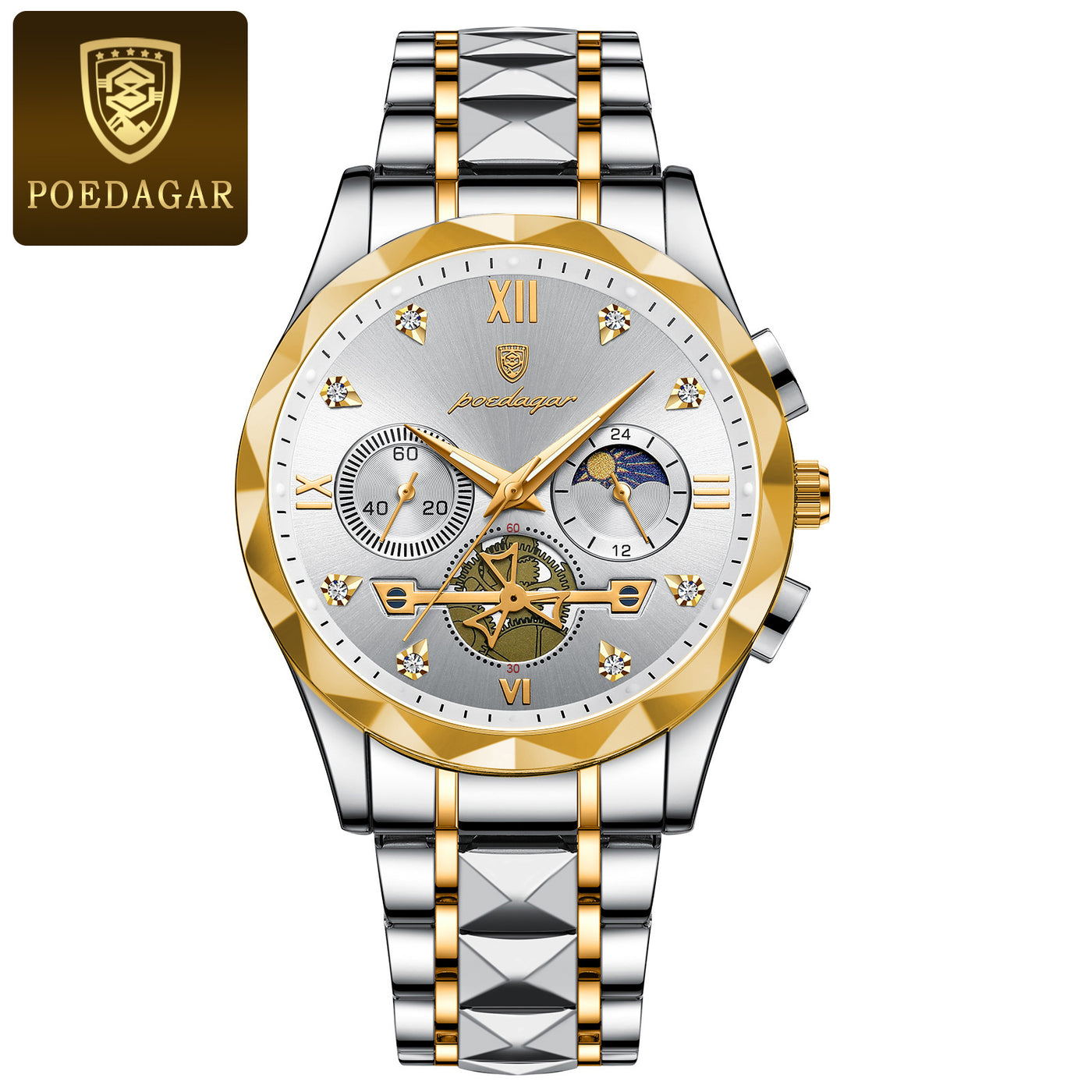 POEDAGAR Luxury Men's Chronograph Watch – High-Quality Quartz, Waterproof, Luminous, Stainless Steel Sport Wristwatch