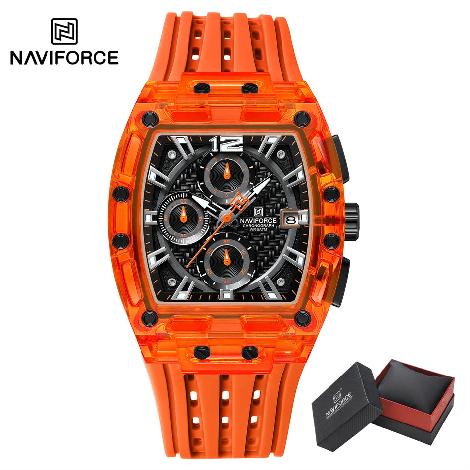 NAVIFORCE NF7105 Men's Creative Quartz Watch – Waterproof Chronograph with Luminous Display, Date Function, and Silicone Strap