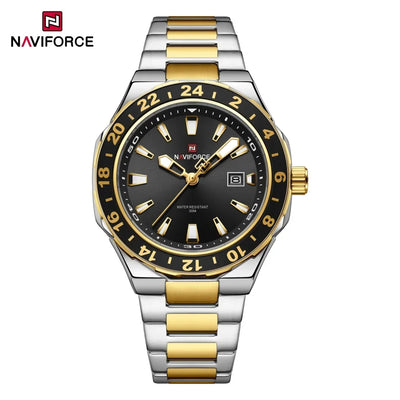 NAVIFORCE Men's Luxury Business Sport Watch – 3ATM Waterproof Quartz Military Wristwatch with Stainless Steel Band Relogio Masculino