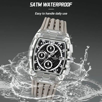 NAVIFORCE NF7105 Men's Creative Quartz Watch – Waterproof Chronograph with Luminous Display, Date Function, and Silicone Strap