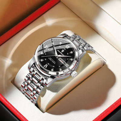 POEDAGAR Luxury Men's Sport Watch – Waterproof Quartz Timepiece with Luminous Display, Date Function, and Stainless Steel Strap
