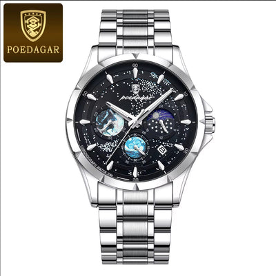 POEDAGAR Luxury Man Wristwatch Luminous Waterproof Chronograph Date Men Watch Stainless Steel Men's Quartz Watches Reloj Hombre