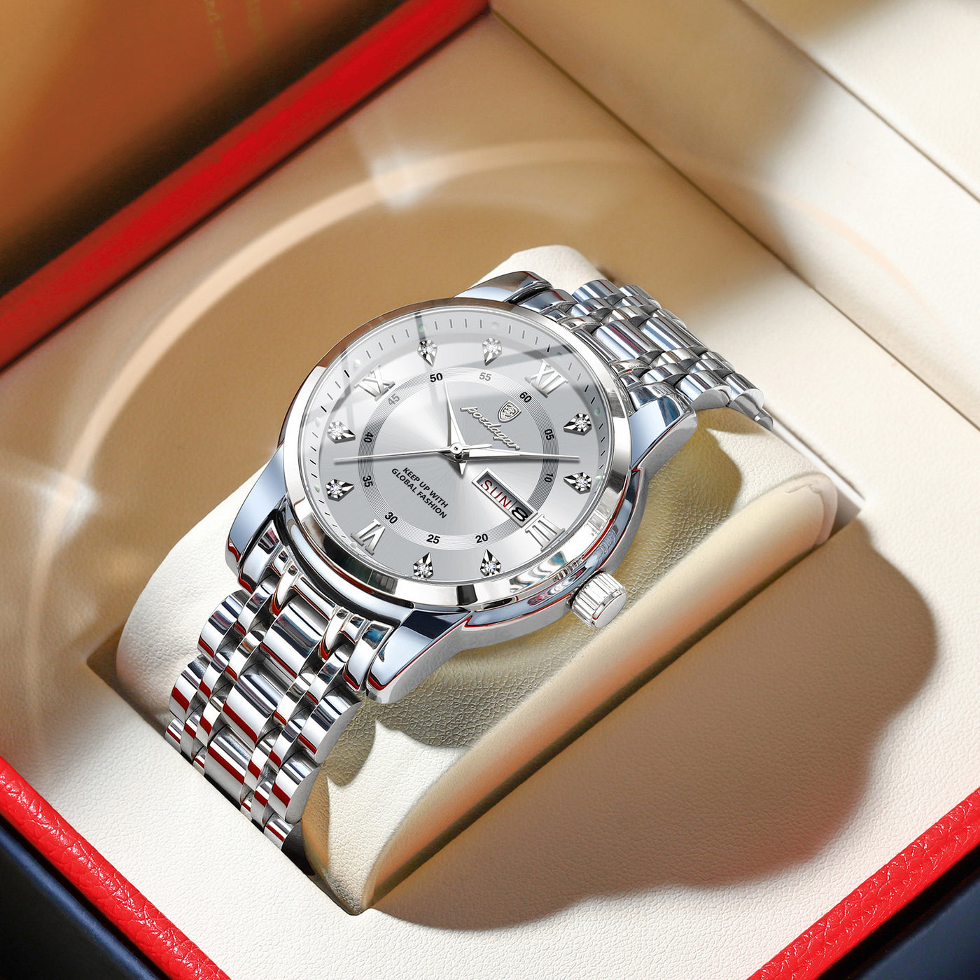 POEDAGAR Luxury Men's Sport Watch – Waterproof Quartz Timepiece with Luminous Display, Date Function, and Stainless Steel Strap