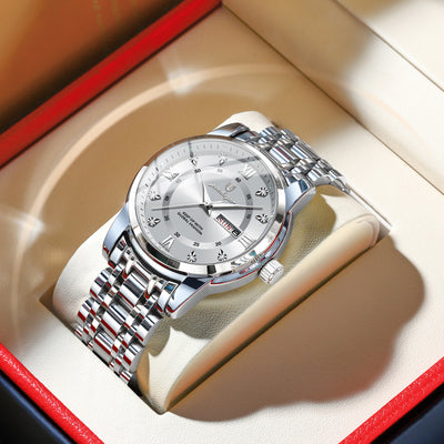 POEDAGAR Luxury Men's Sport Watch – Waterproof Quartz Timepiece with Luminous Display, Date Function, and Stainless Steel Strap