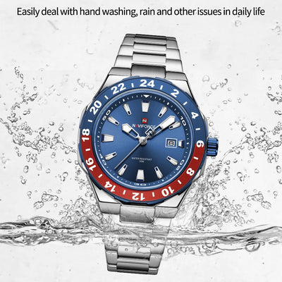 NAVIFORCE Men's Luxury Business Sport Watch – 3ATM Waterproof Quartz Military Wristwatch with Stainless Steel Band Relogio Masculino