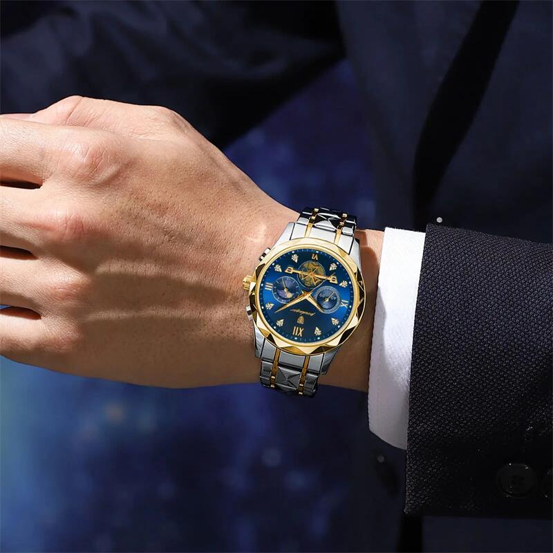 POEDAGAR Luxury Men's Chronograph Watch – High-Quality Quartz, Waterproof, Luminous, Stainless Steel Sport Wristwatch