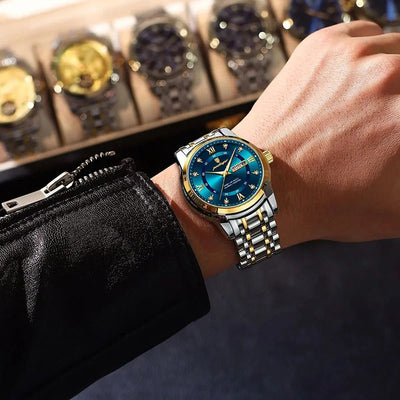POEDAGAR Men’s Business Fashion Watch – Original Quartz Movement, Waterproof, Luminous Hands, Date & Week Display, Trendy Dress Wristwatch