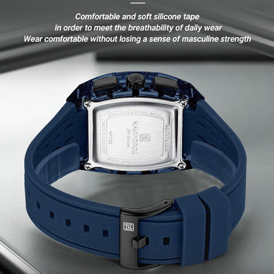 NAVIFORCE NF7105 Men's Creative Quartz Watch – Waterproof Chronograph with Luminous Display, Date Function, and Silicone Strap