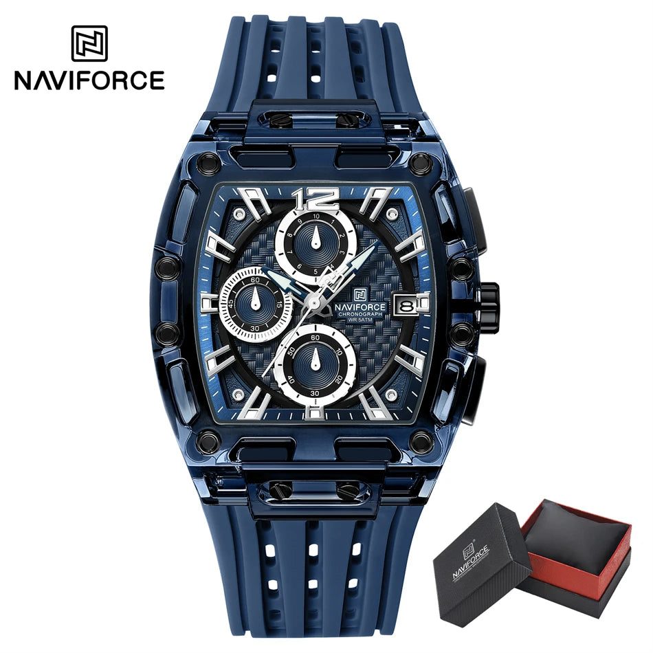NAVIFORCE NF7105 Men's Creative Quartz Watch – Waterproof Chronograph with Luminous Display, Date Function, and Silicone Strap