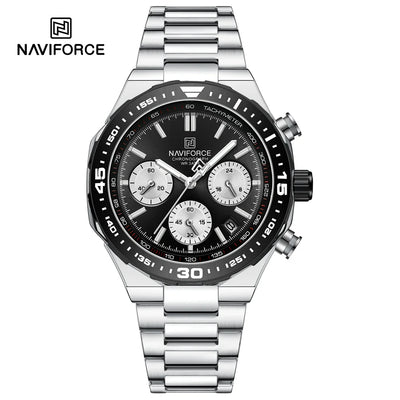 NAVIFORCE Men's Luxury Sport Watch – Military-Style Waterproof Chronograph Quartz Wristwatch with Stainless Steel Band 8049