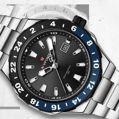 NAVIFORCE Men's Luxury Business Sport Watch – 3ATM Waterproof Quartz Military Wristwatch with Stainless Steel Band Relogio Masculino