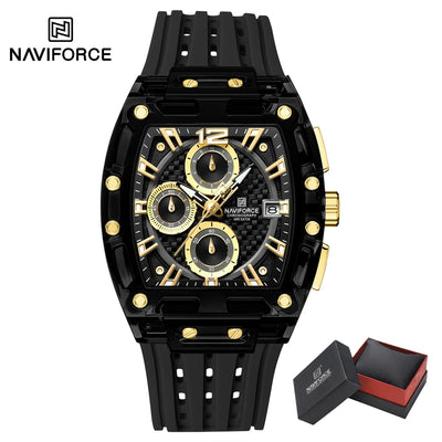 NAVIFORCE NF7105 Men's Creative Quartz Watch – Waterproof Chronograph with Luminous Display, Date Function, and Silicone Strap