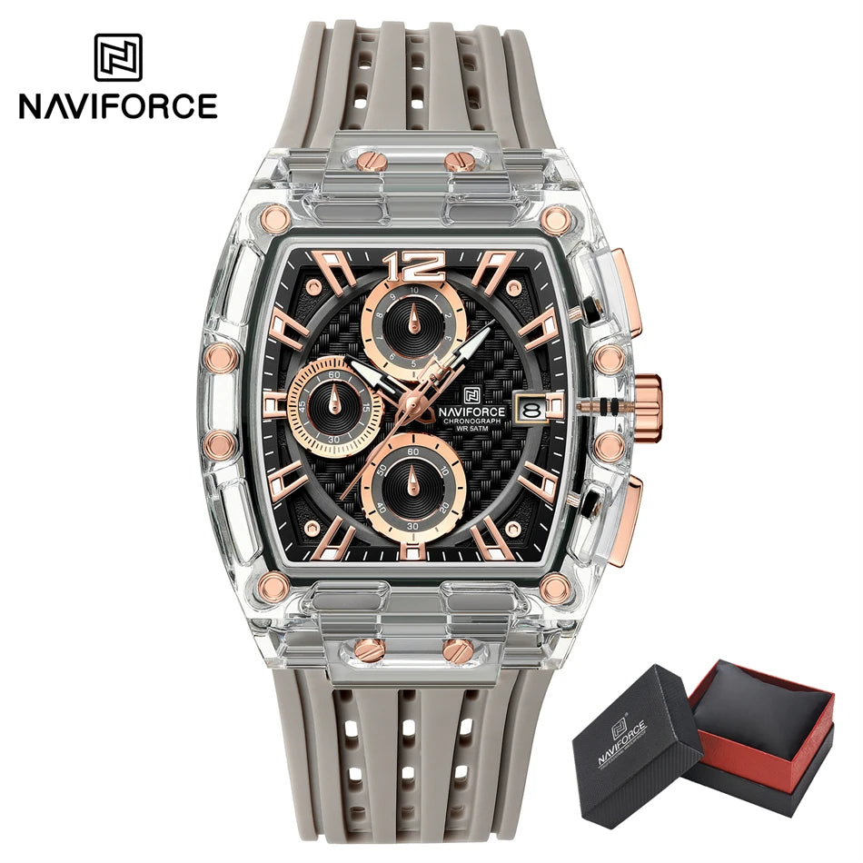 NAVIFORCE NF7105 Men's Creative Quartz Watch – Waterproof Chronograph with Luminous Display, Date Function, and Silicone Strap