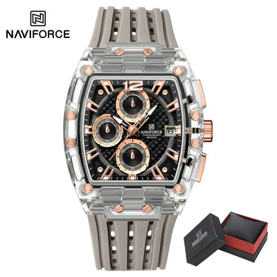 NAVIFORCE NF7105 Men's Creative Quartz Watch – Waterproof Chronograph with Luminous Display, Date Function, and Silicone Strap