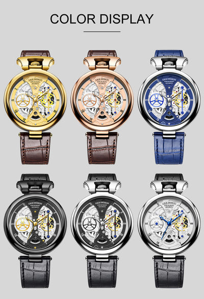 LIGE Men's Luxury Quartz Watch – Stylish Hollow Design, Waterproof Sports & Casual Leather Timepiece with Date Display