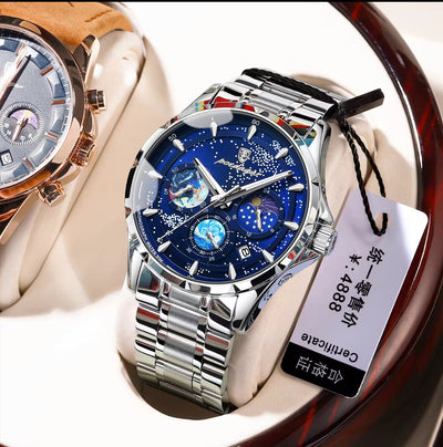 POEDAGAR Luxury Man Wristwatch Luminous Waterproof Chronograph Date Men Watch Stainless Steel Men's Quartz Watches Reloj Hombre