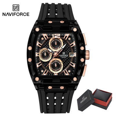 NAVIFORCE NF7105 Men's Creative Quartz Watch – Waterproof Chronograph with Luminous Display, Date Function, and Silicone Strap