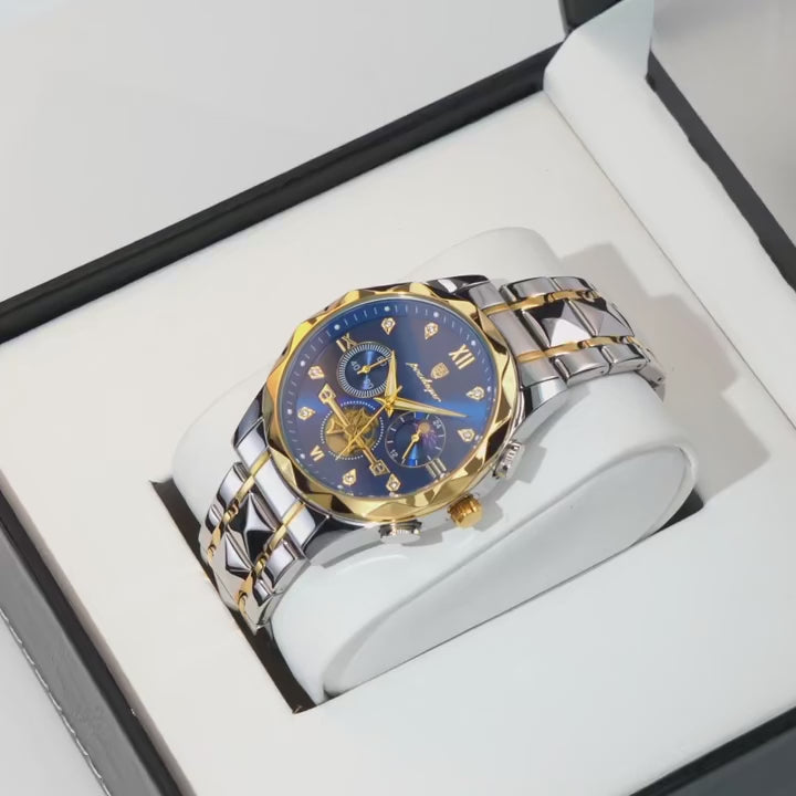 POEDAGAR Luxury Men's Chronograph Watch – High-Quality Quartz, Waterproof, Luminous, Stainless Steel Sport Wristwatch
